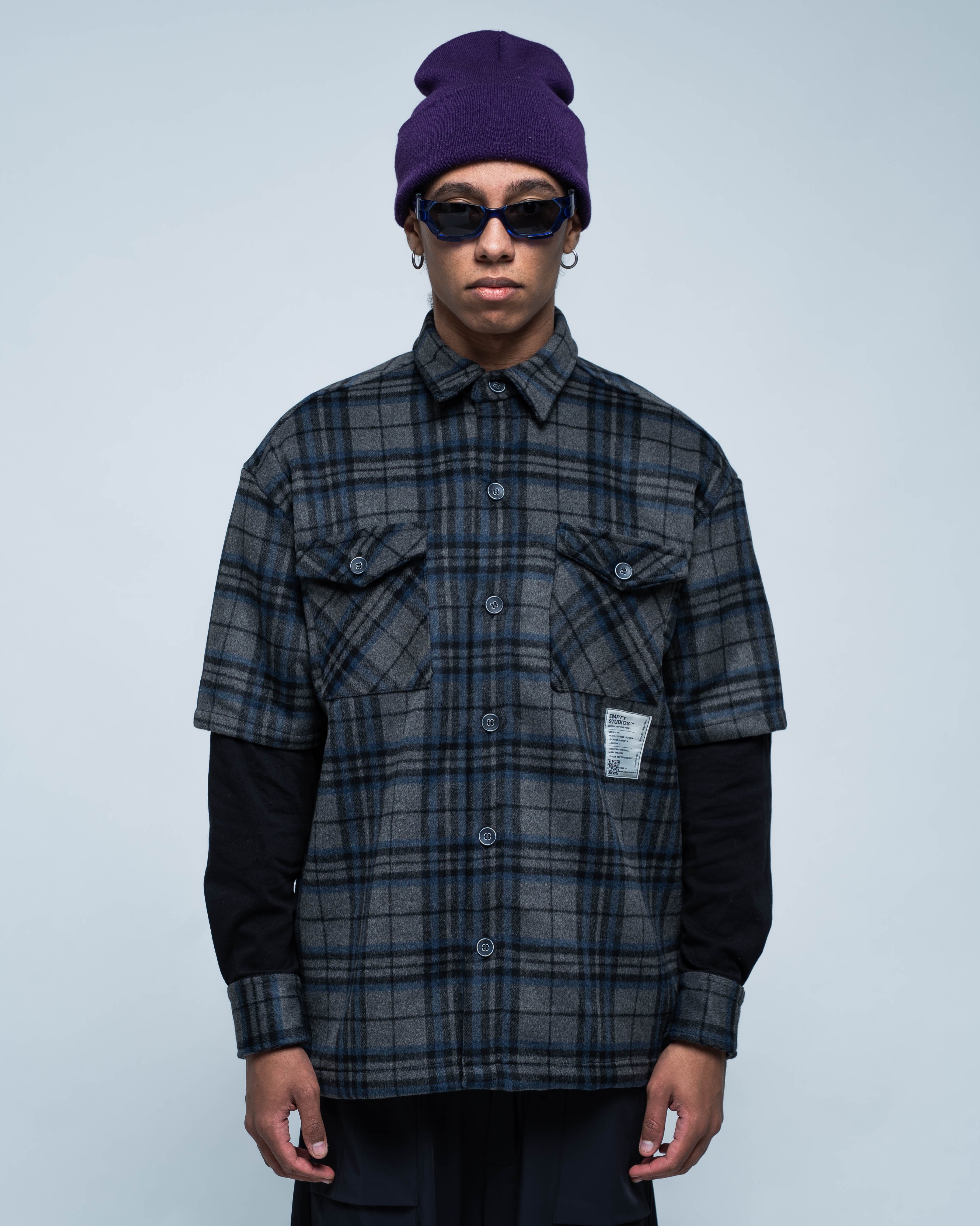 Camicia Grid Flannel 01 Grey and Balck