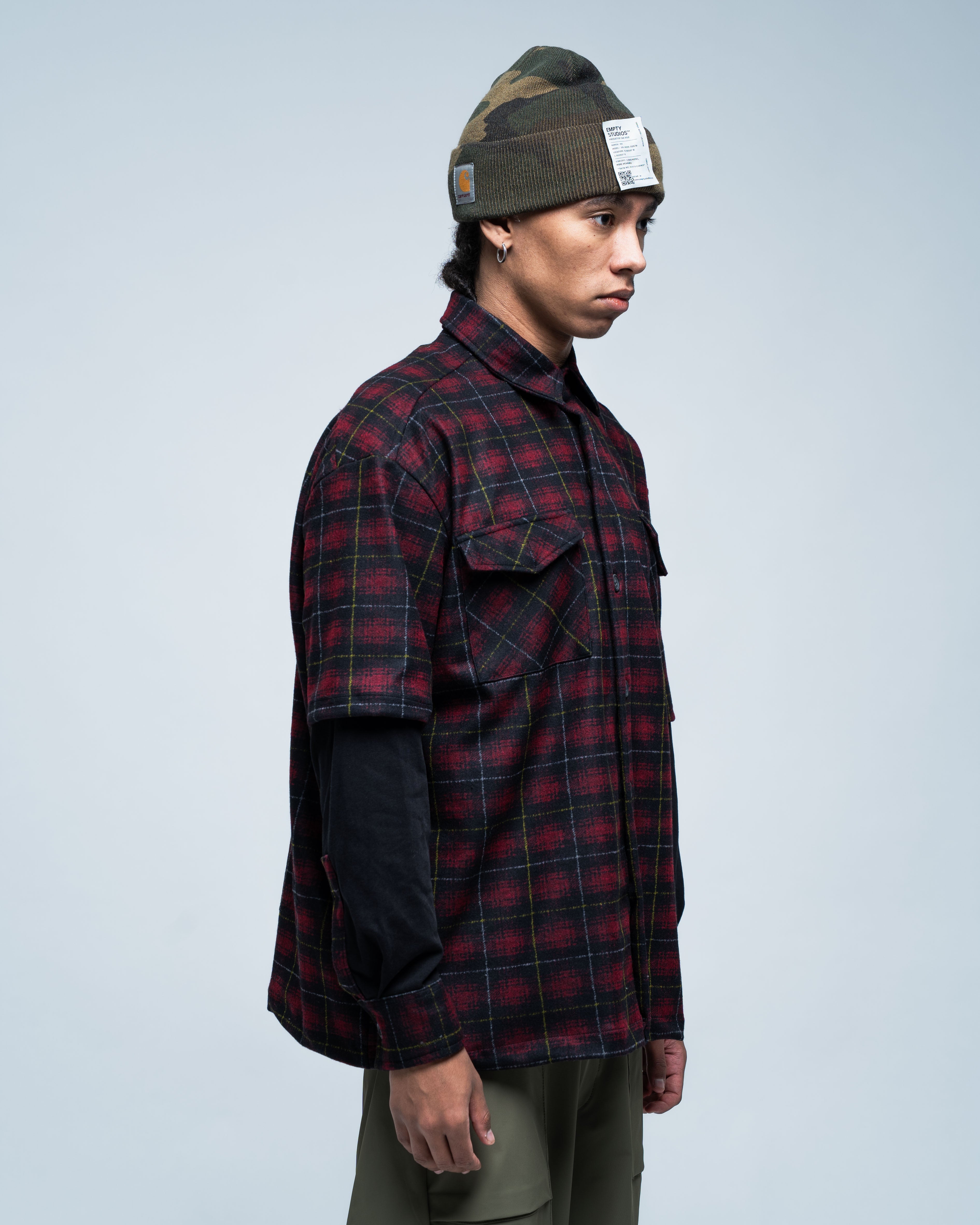 Camicia Grid Flannel 01 Red and Black