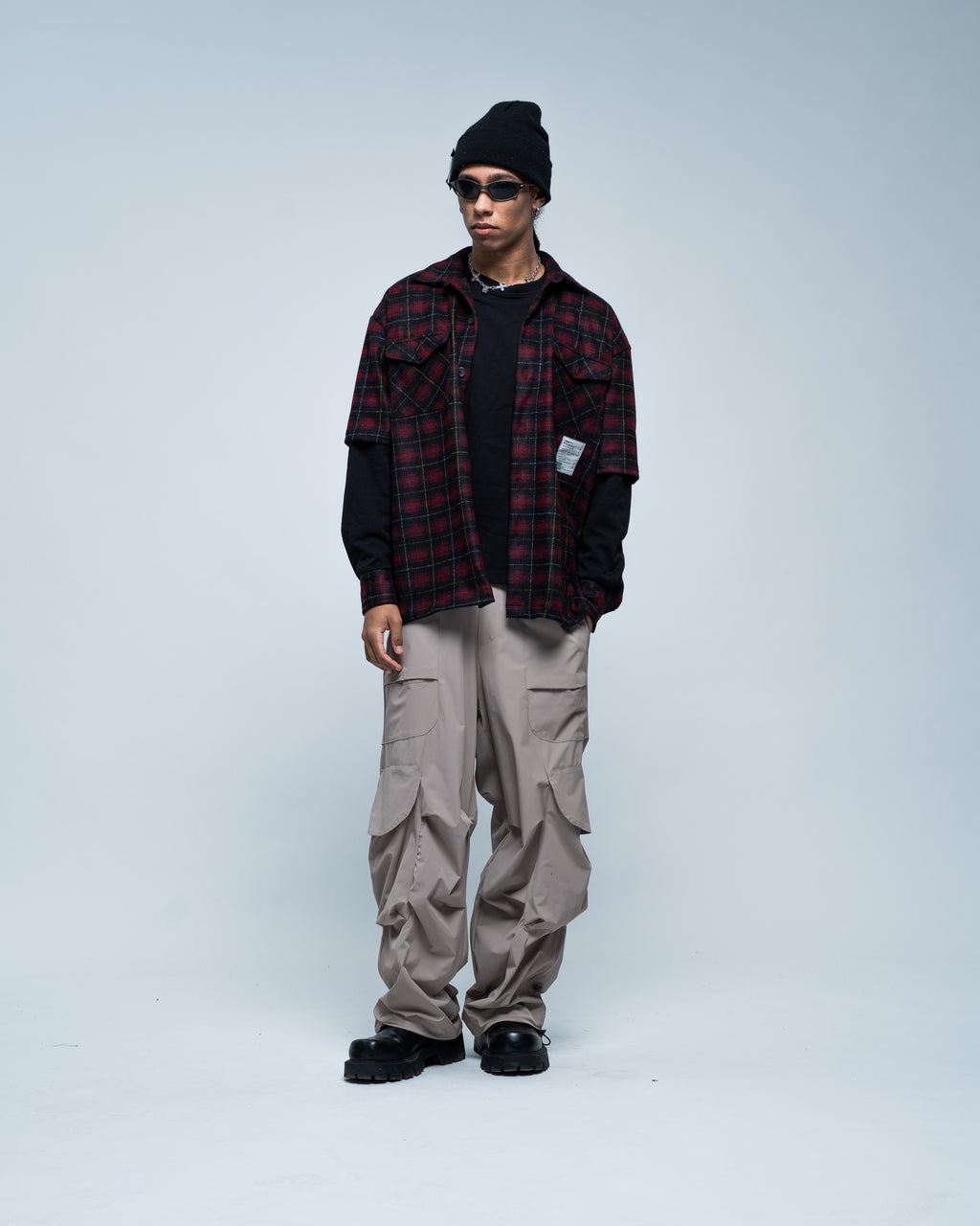 Camicia Grid Flannel 01 Red and Black