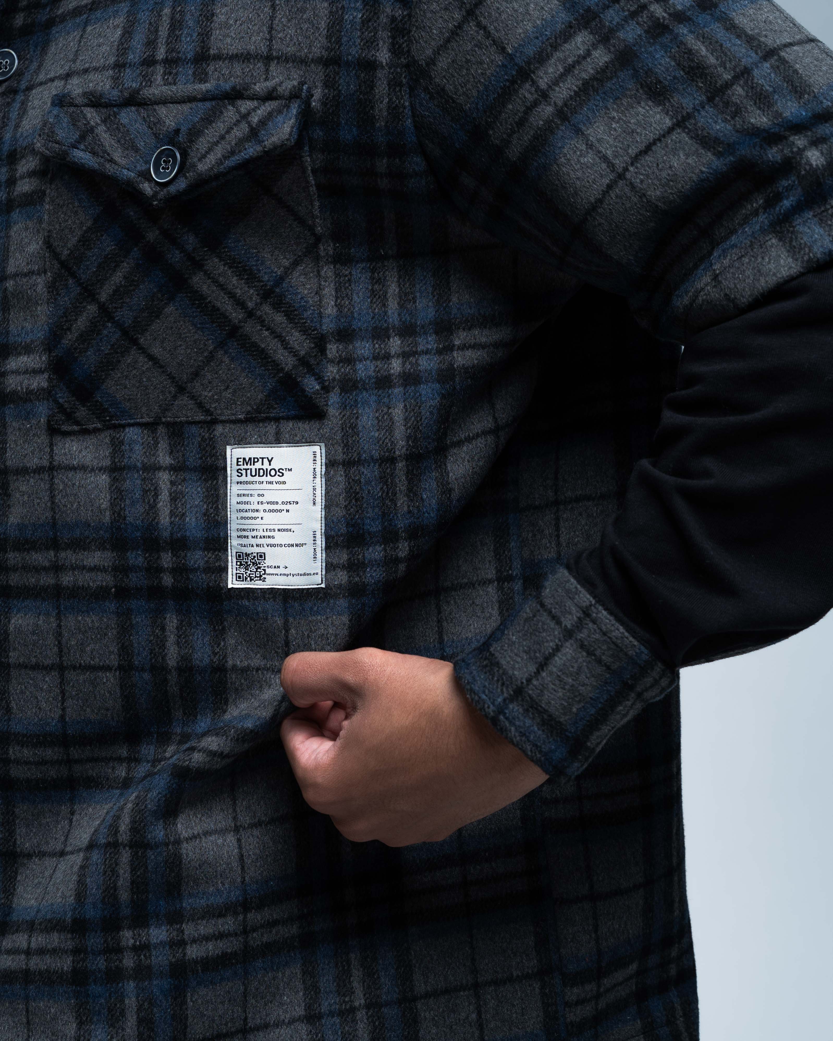 Camicia Grid Flannel 01 Grey and Balck