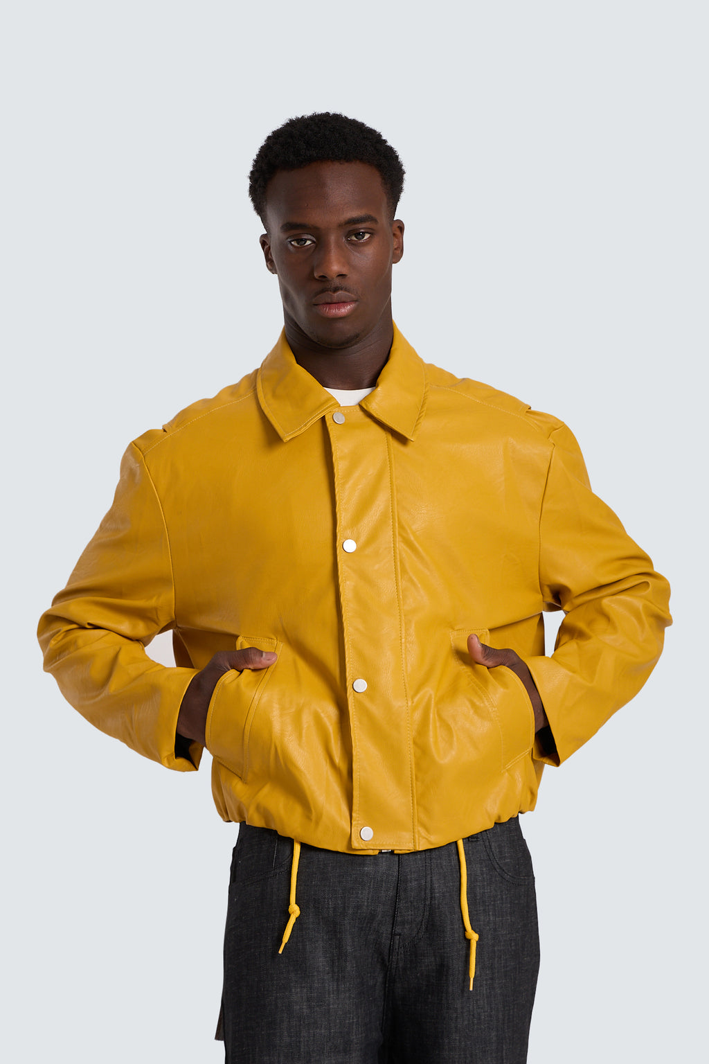 Faux leather jacket mustard