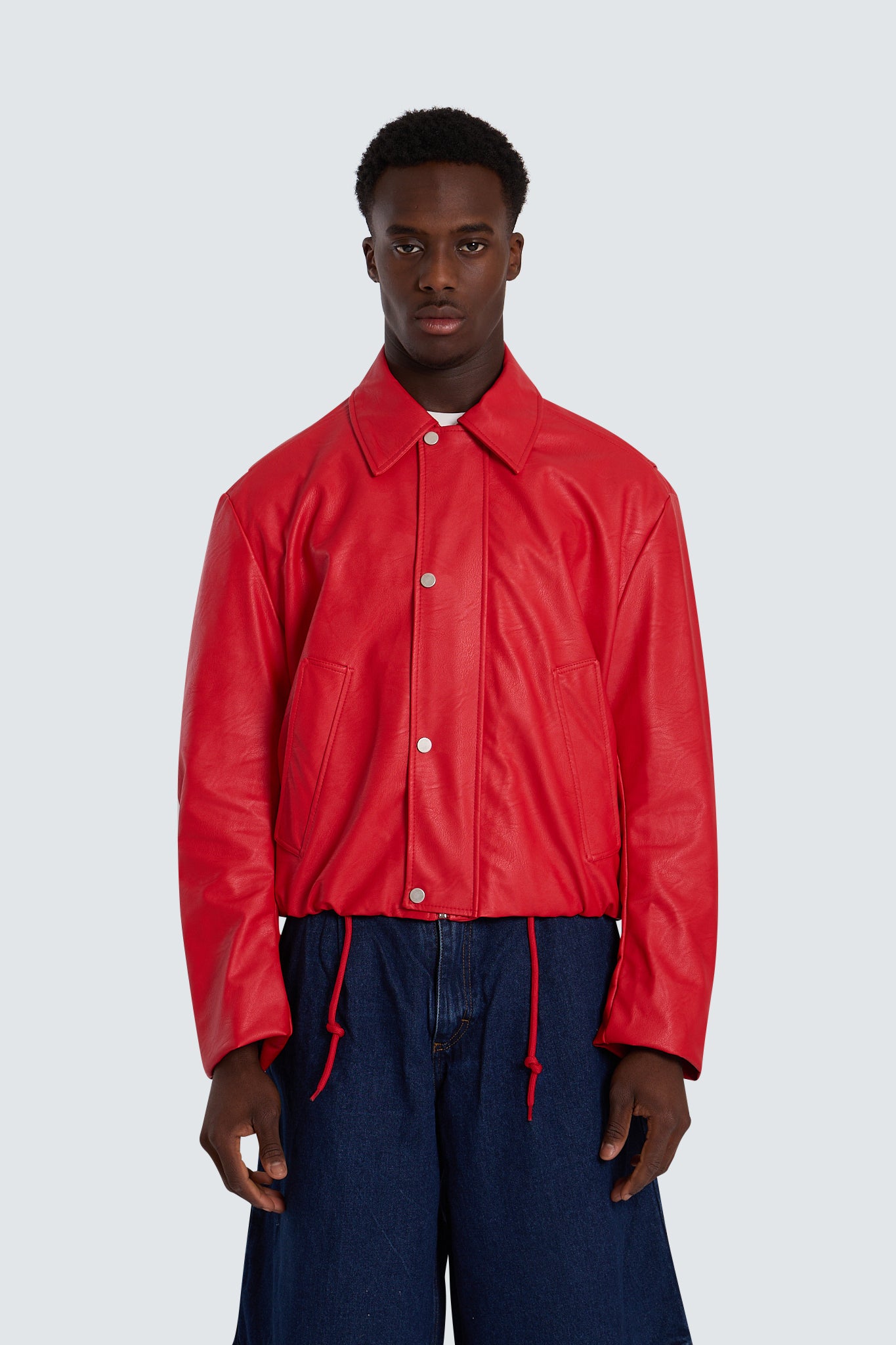 Faux leather jacket red
