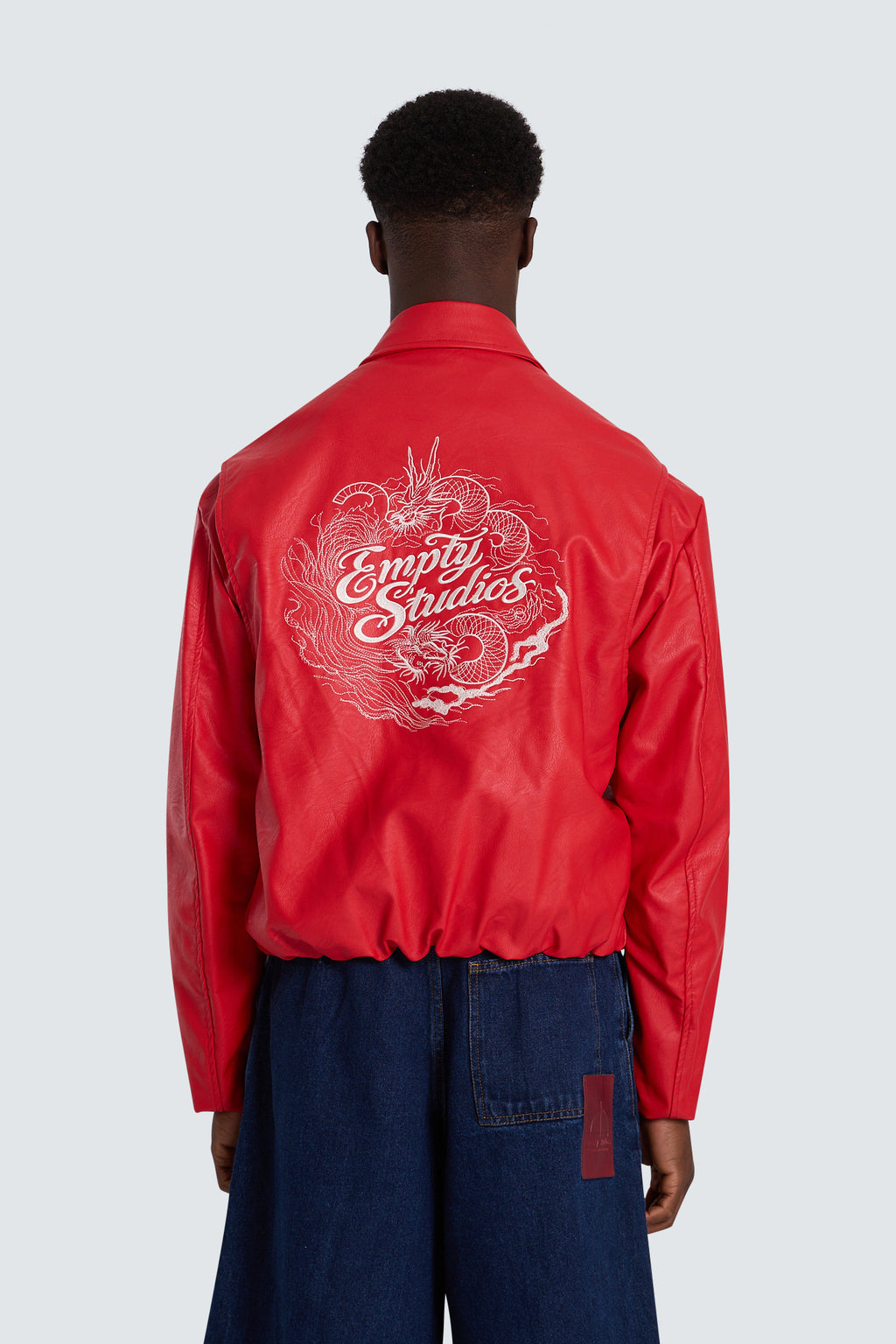 Faux leather jacket red