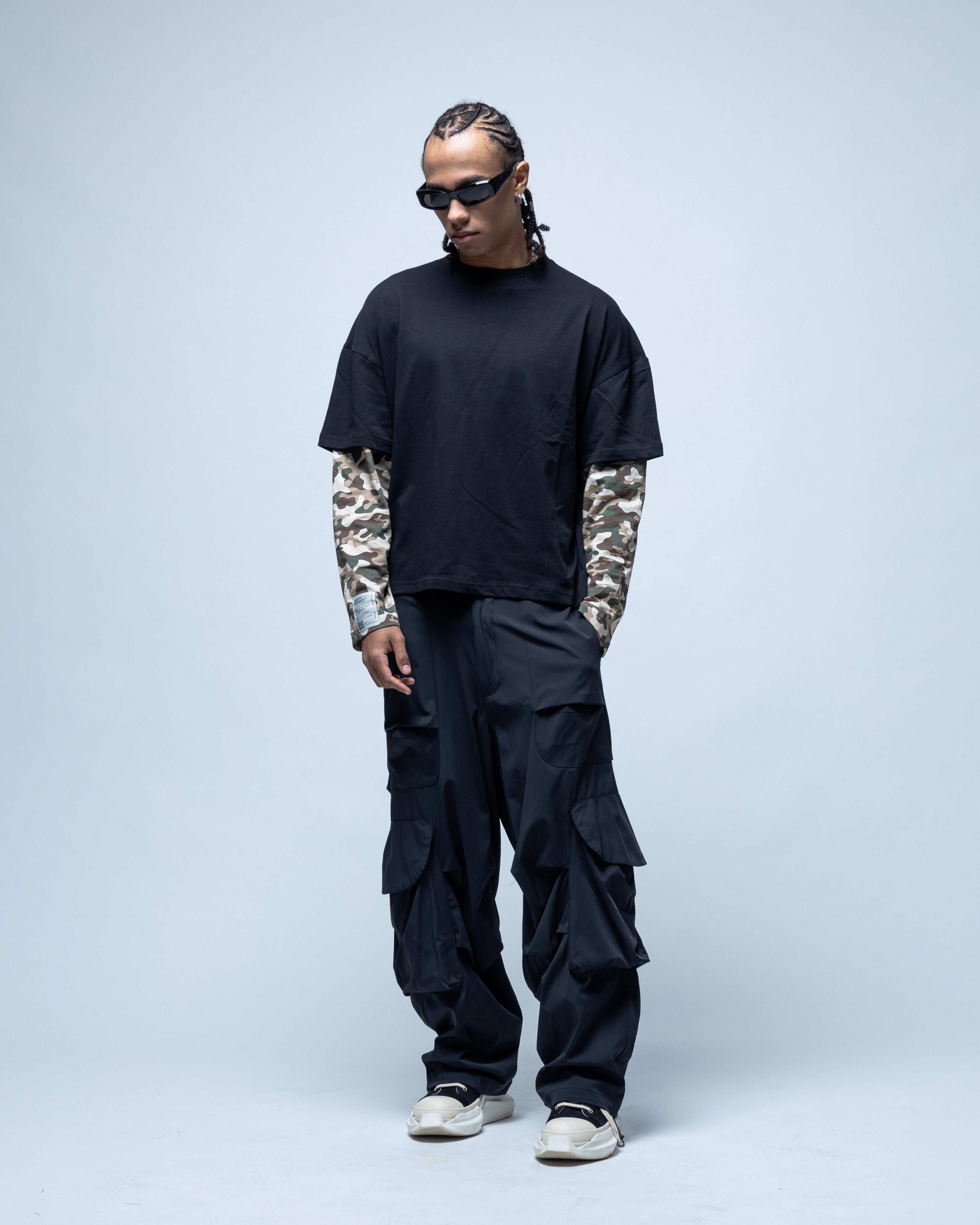 T-shirt noir double couche