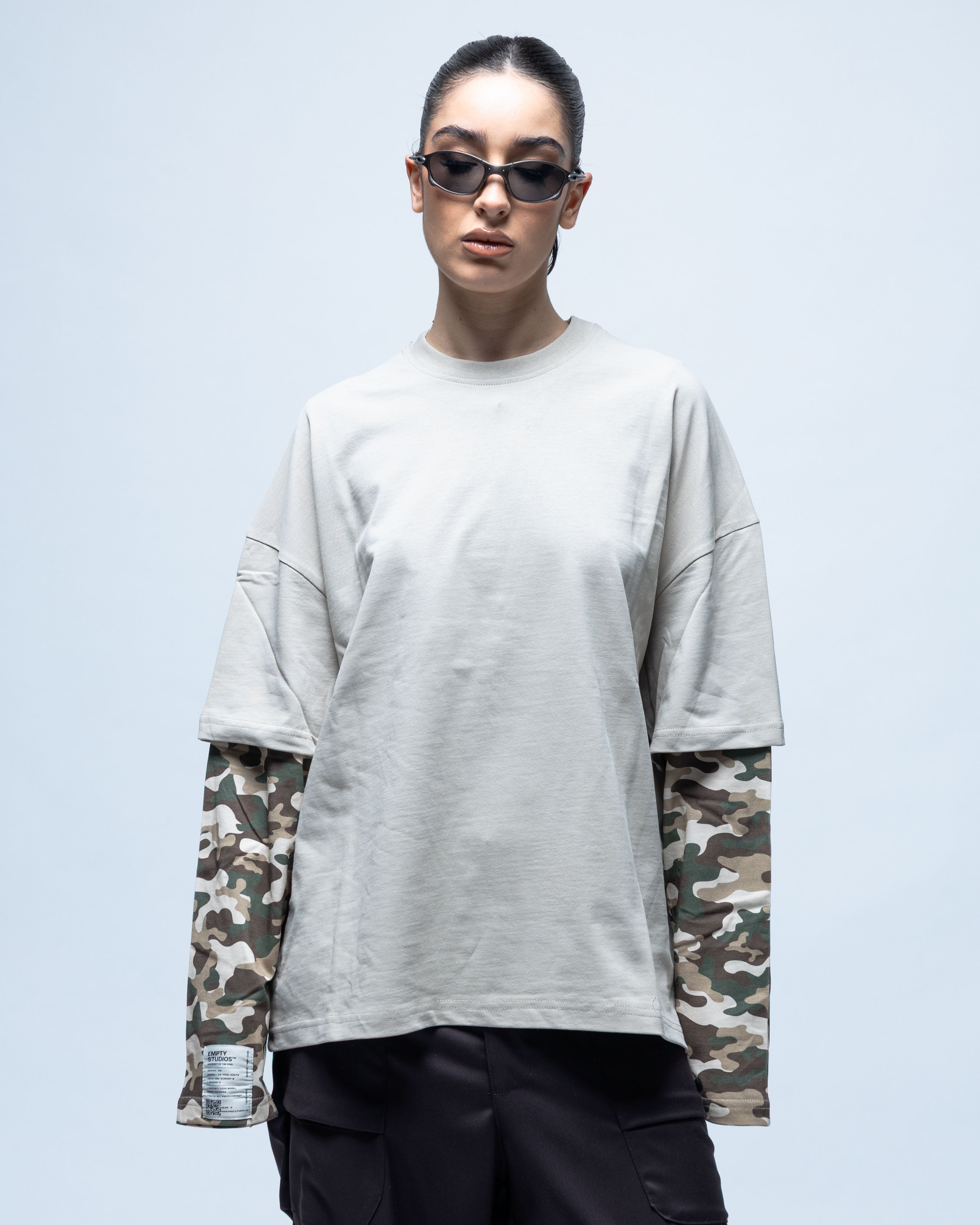 T-shirt double couche beige